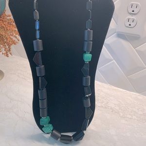 Chico’s long black and green necklace